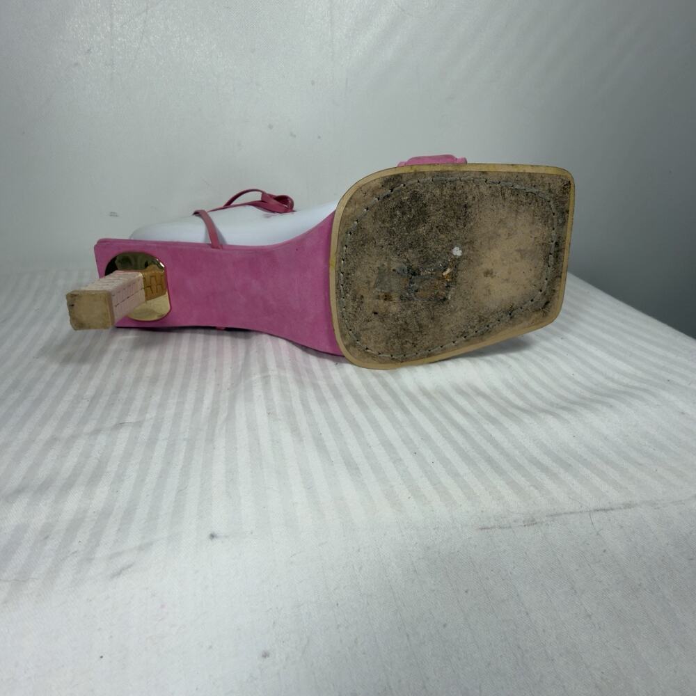 Jacquemus Pink Suede Ankle Tie Block Heel Sandals Size 8 UK 39 - Picture 12 of 15